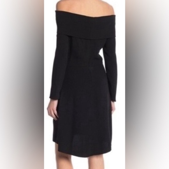 NWT Theory Kensington Elegant Black Mini Off-Shoulder Dress NWT Size 6 - Picture 4 of 7